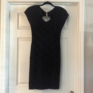 Vintage black lace keyhole dress